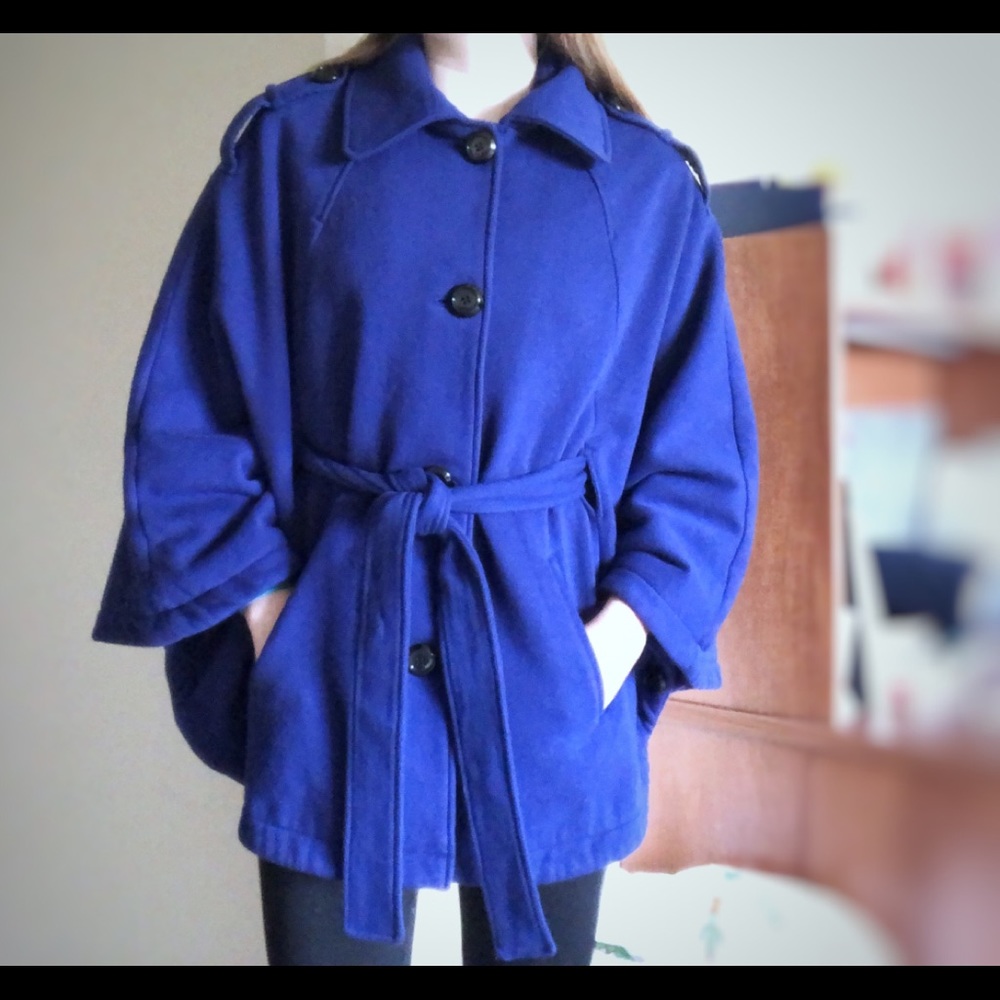 DONATED Kenneth Cole RoyalBlue CapeCoat